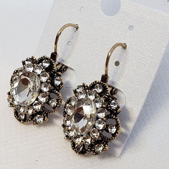 VINTAGE-LOOK Lever-back Gemstone Earrings - Picture 1 of 6